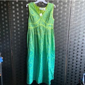 Green Patterned Long Sleeve Dress